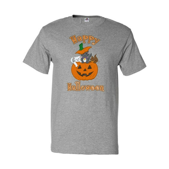 Inktastic Happy Halloween Kittens in Pumpkin T-Shirt