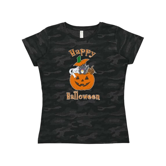 Inktastic Happy Halloween Kittens in Pumpkin Women's T-Shirt