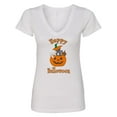 thumbnail image 1 of Inktastic Happy Halloween Kittens in Pumpkin Women's V-Neck T-Shirt, 1 of 5