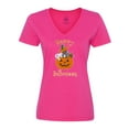 thumbnail image 1 of Inktastic Happy Halloween Kittens in Pumpkin Women's V-Neck T-Shirt, 1 of 5