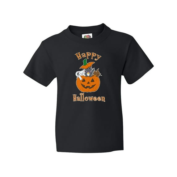 Inktastic Happy Halloween Kittens in Pumpkin Youth T-Shirt