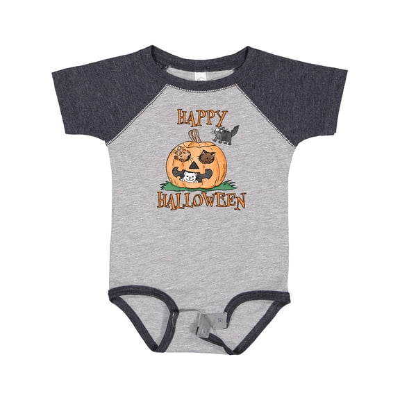 Inktastic Happy Halloween Kittens in a Pumpkin Boys or Girls Baby Bodysuit