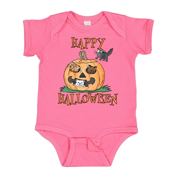 Inktastic Happy Halloween Kittens in a Pumpkin Boys or Girls Baby Bodysuit