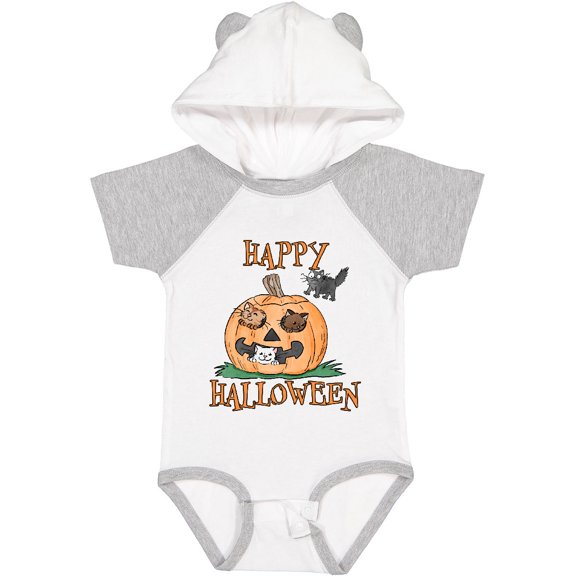 Inktastic Happy Halloween Kittens in a Pumpkin Boys or Girls Baby Bodysuit