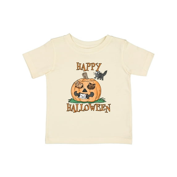 Inktastic Happy Halloween Kittens in a Pumpkin Boys or Girls Baby T-Shirt