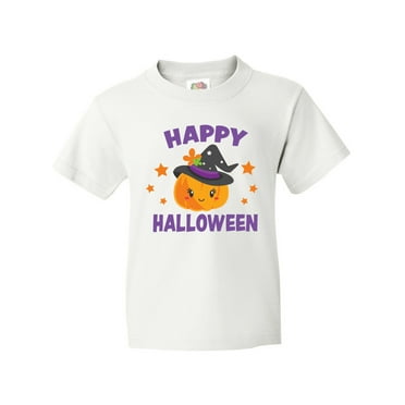 Inktastic Happy Halloween Pumpkin with Witch Hat and Stars Youth T-Shirt