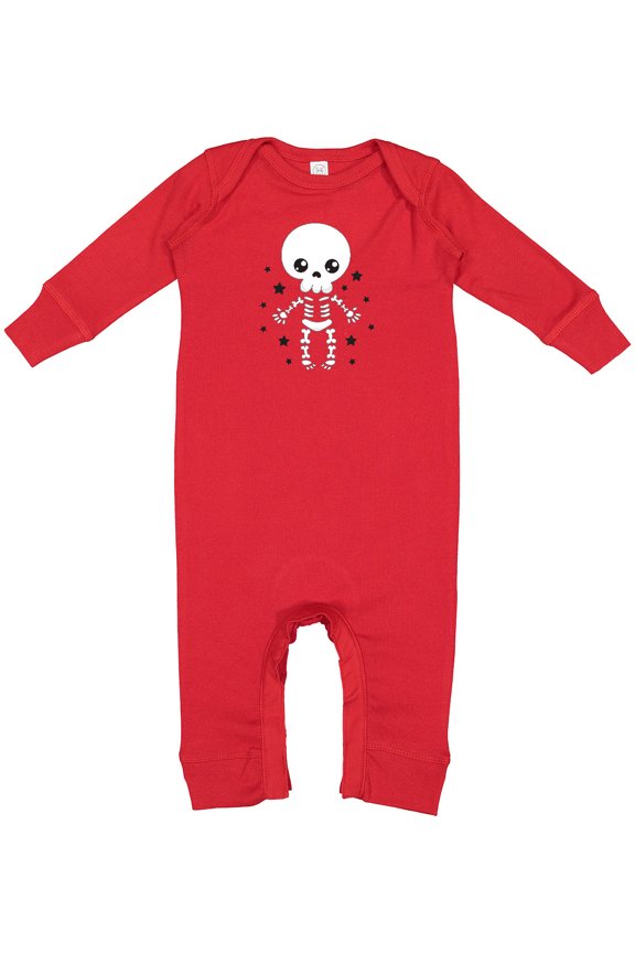 Happy Halloween Spooky Skeleton and Stars Baby Romper Coveralls