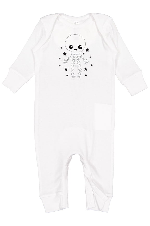 Happy Halloween Spooky Skeleton and Stars Baby Romper Coveralls