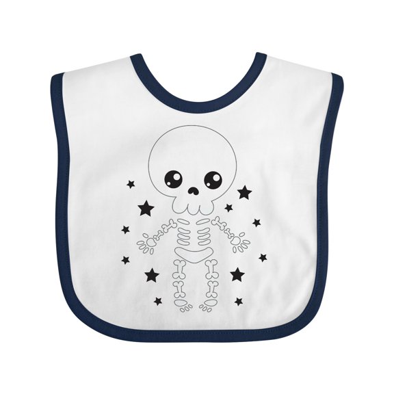 Inktastic Happy Halloween Spooky Skeleton and Stars Boys or Girls Baby Bib