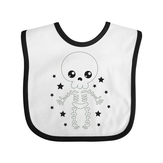 Inktastic Happy Halloween Spooky Skeleton and Stars Boys or Girls Baby Bib