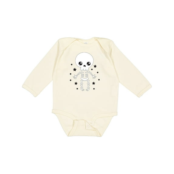 Inktastic Happy Halloween Spooky Skeleton and Stars Boys or Girls Long Sleeve Baby Bodysuit
