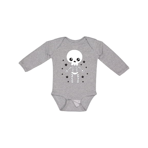 Inktastic Happy Halloween Spooky Skeleton and Stars Boys or Girls Long Sleeve Baby Bodysuit