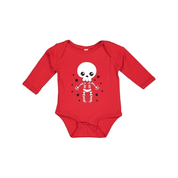 Inktastic Happy Halloween Spooky Skeleton and Stars Boys or Girls Long Sleeve Baby Bodysuit