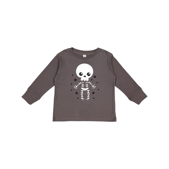 Inktastic Happy Halloween Spooky Skeleton and Stars Boys or Girls Long Sleeve Toddler T-Shirt