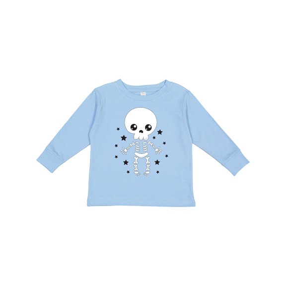 Inktastic Happy Halloween Spooky Skeleton and Stars Boys or Girls Long Sleeve Toddler T-Shirt