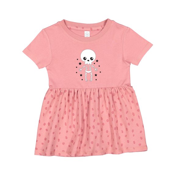 Inktastic Happy Halloween Spooky Skeleton and Stars Girls Baby Dress