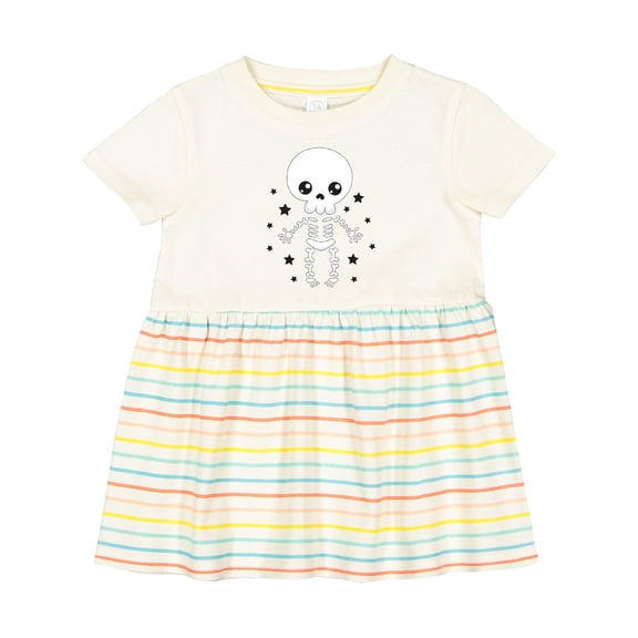 Inktastic Happy Halloween Spooky Skeleton and Stars Girls Baby Dress