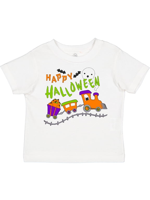 Happy Halloween Train with Pumpkins, Bats, Cat,and Ghost Boys or Girls Toddler T-Shirt