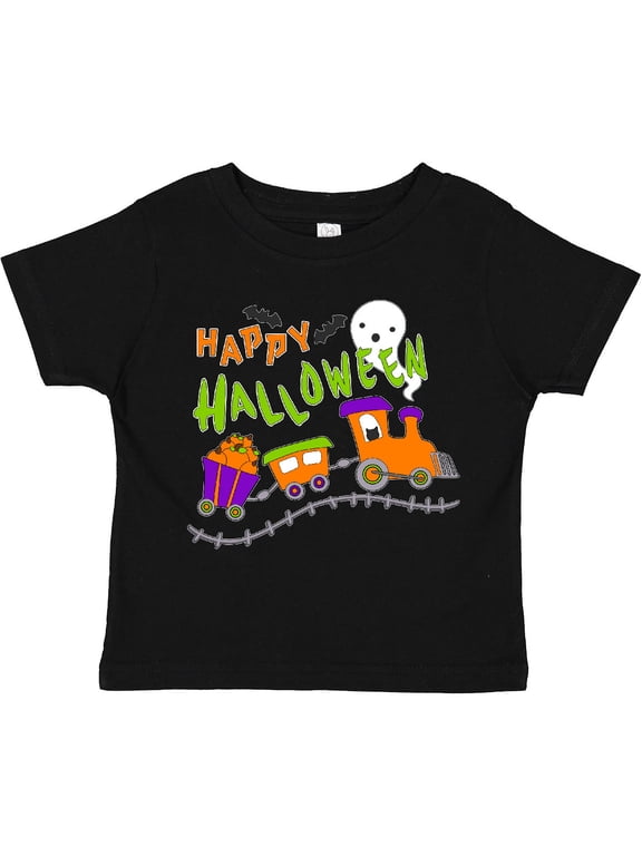 Happy Halloween Train with Pumpkins, Bats, Cat,and Ghost Boys or Girls Toddler T-Shirt