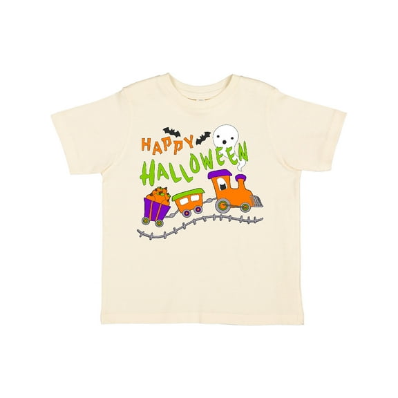 Inktastic Happy Halloween Train with Pumpkins, Bats, Cat,and Ghost Boys or Girls Toddler T-Shirt