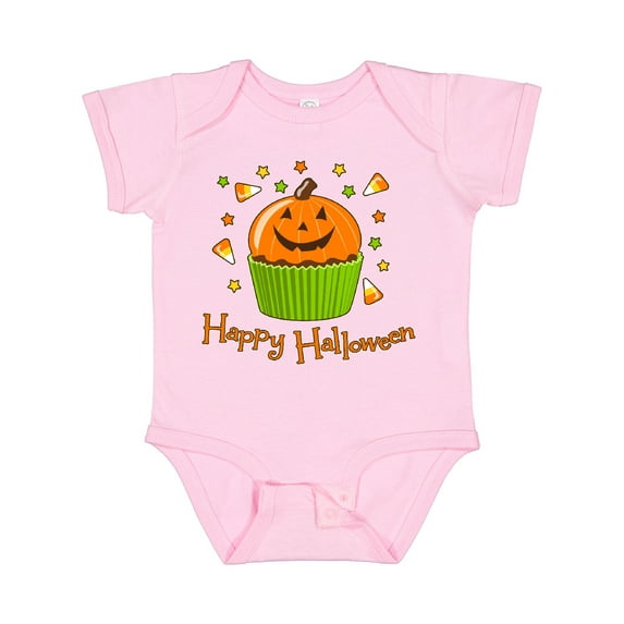 Inktastic Happy Halloween- cute pumpkin cupcake Boys or Girls Baby Bodysuit