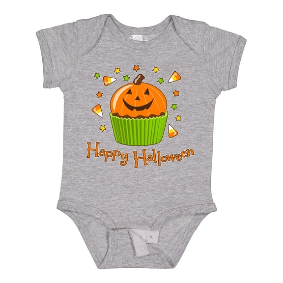 Inktastic Happy Halloween- cute pumpkin cupcake Boys or Girls Baby Bodysuit
