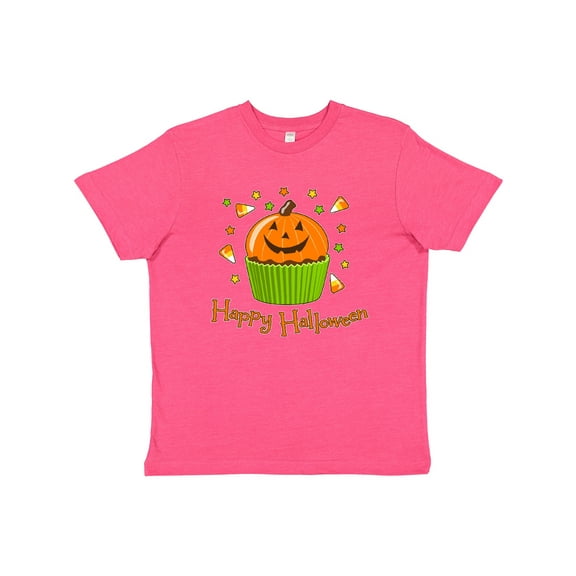 Inktastic Happy Halloween- cute pumpkin cupcake Youth T-Shirt