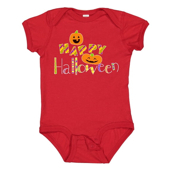 Inktastic Happy Halloween- decorated letters with dancing pumpkins Boys or Girls Baby Bodysuit