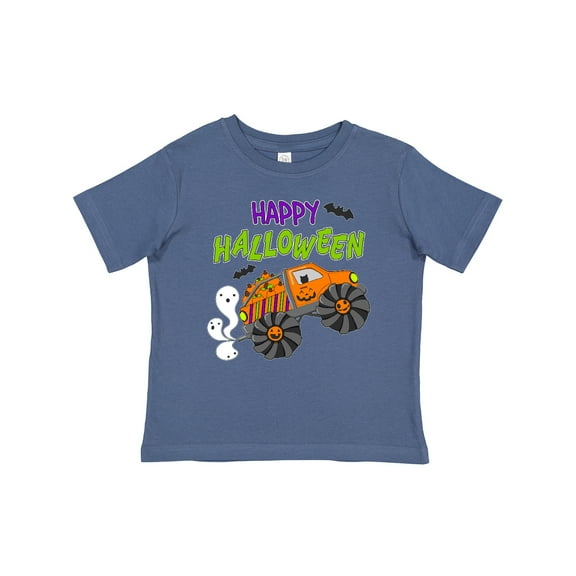Inktastic Happy Halloween-monster Truck with Pumpkins, Bats, Cat,and Ghost Boys or Girls Baby T-Shirt