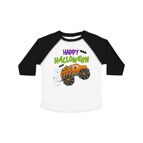 Inktastic Happy Halloween-monster Truck with Pumpkins, Bats, Cat,and Ghost Boys or Girls Toddler T-Shirt