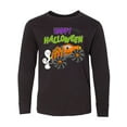 thumbnail image 1 of Inktastic Happy Halloween-monster Truck with Pumpkins, Bats, Cat,and Ghost Long Sleeve Youth T-Shirt, 1 of 5