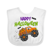 Inktastic Happy Halloween-monster truck with pumpkins, bats, cat,and ghost Boys or Girls Baby Bib