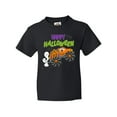 thumbnail image 1 of Inktastic Happy Halloween-monster truck with pumpkins, bats, cat,and ghost Youth T-Shirt, 1 of 5