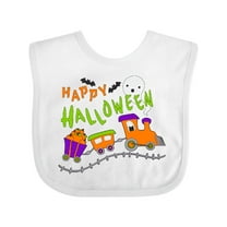 Inktastic Happy Halloween- train with pumpkins, bats, cat,and ghost Boys or Girls Baby Bib