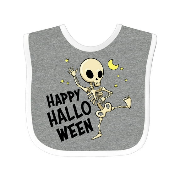 Inktastic Happy Halloween with Dancing Skeleton Boys or Girls Baby Bib