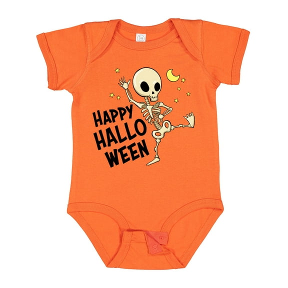 Inktastic Happy Halloween with Dancing Skeleton Boys or Girls Baby Bodysuit