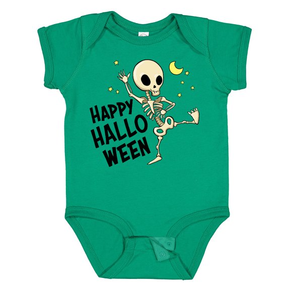 Inktastic Happy Halloween with Dancing Skeleton Boys or Girls Baby Bodysuit