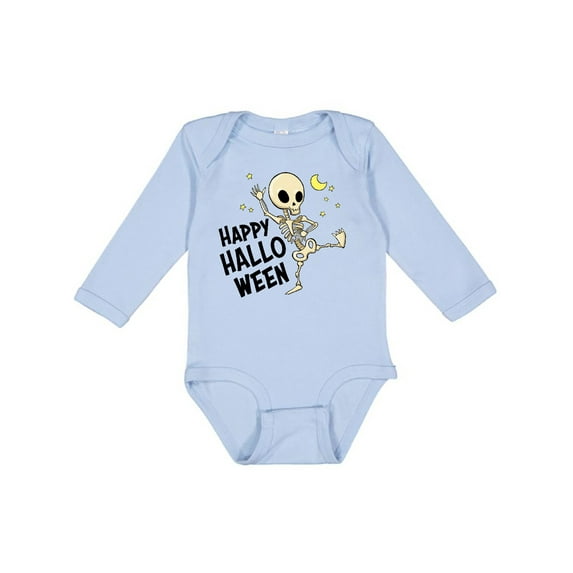 Inktastic Happy Halloween with Dancing Skeleton Boys or Girls Long Sleeve Baby Bodysuit
