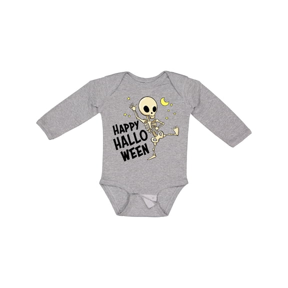Inktastic Happy Halloween with Dancing Skeleton Boys or Girls Long Sleeve Baby Bodysuit