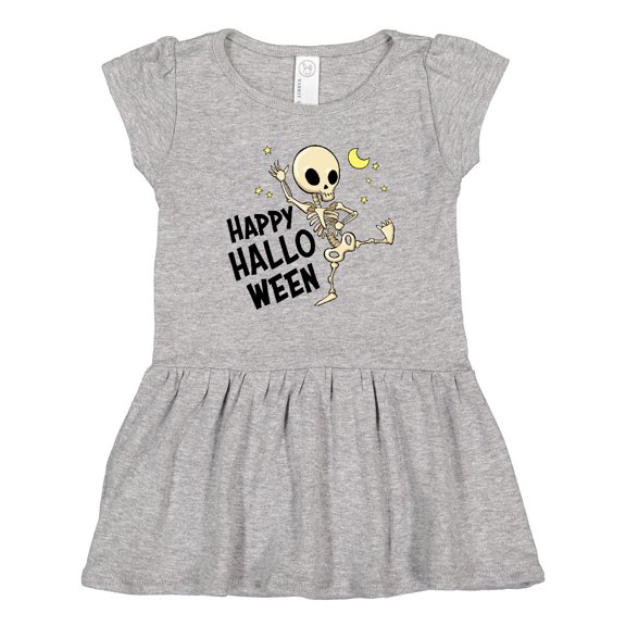 Inktastic Happy Halloween with Dancing Skeleton Girls Toddler Dress