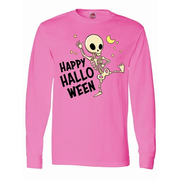 Inktastic Happy Halloween with Dancing Skeleton Long Sleeve T-Shirt