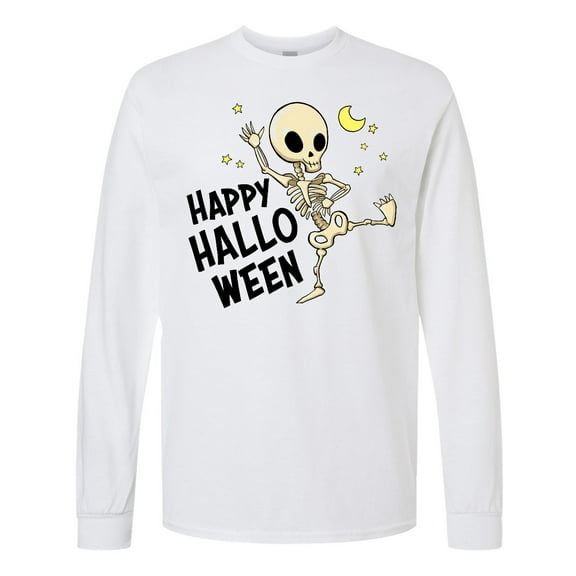 Inktastic Happy Halloween with Dancing Skeleton Long Sleeve T-Shirt