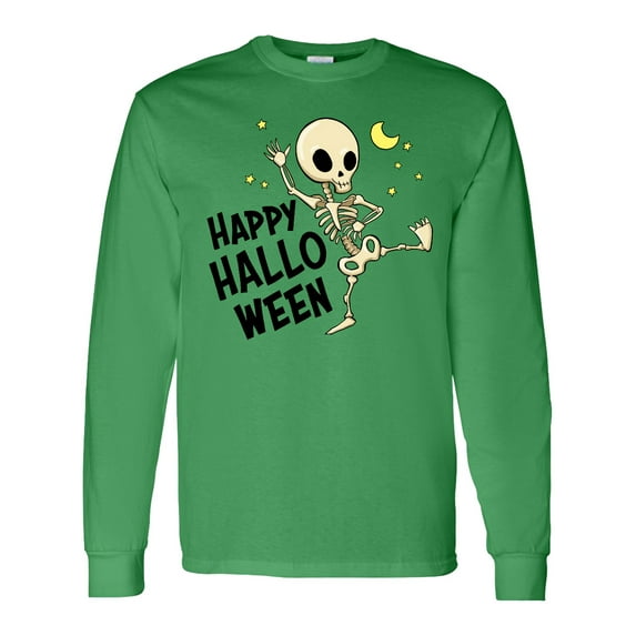Inktastic Happy Halloween with Dancing Skeleton Long Sleeve T-Shirt