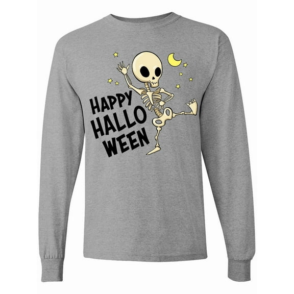 Inktastic Happy Halloween with Dancing Skeleton Long Sleeve T-Shirt