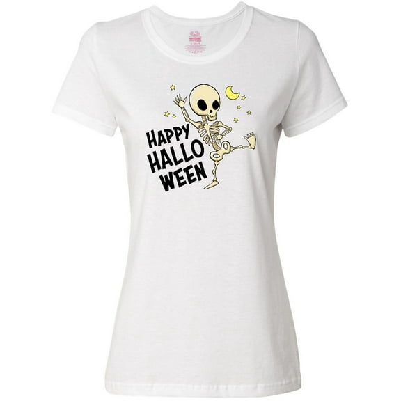 Inktastic Happy Halloween with Dancing Skeleton Women's T-Shirt