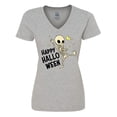 thumbnail image 1 of Inktastic Happy Halloween with Dancing Skeleton Women's V-Neck T-Shirt, 1 of 5