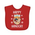 thumbnail image 1 of Inktastic Happy Hanucat with Menorah Boys or Girls Baby Bib, 1 of 4