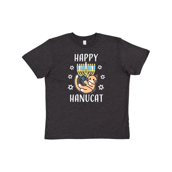 Inktastic Happy Hanucat with Menorah Youth T-Shirt