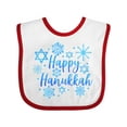 thumbnail image 1 of Inktastic Happy Hanukkah Blue Stars of David and Snowflakes Boys or Girls Baby Bib, 1 of 4