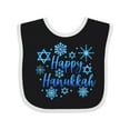 thumbnail image 1 of Inktastic Happy Hanukkah Blue Stars of David and Snowflakes Boys or Girls Baby Bib, 1 of 4